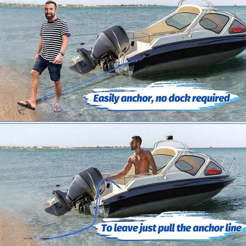 Bungee Dock Line by [Brand Name] - 7-14FT Elastic Anchor Line with Shock Absorption & Stainless Steel Hook | Fits Seadoo, Kawasaki, Yamaha PWC Accessories
