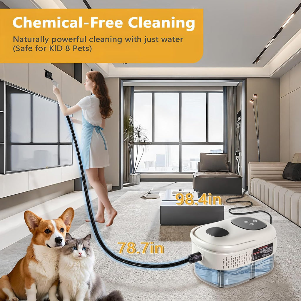 Skiennix Handheld Steam Cleaner - 1000ml Tank, 15s Heat-Up | Versatile Steamer for Home & Car Cleaning