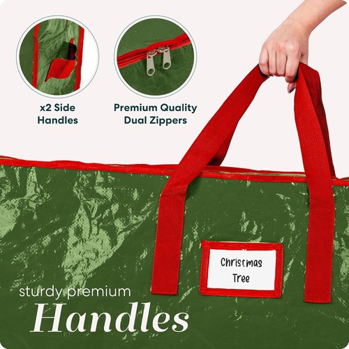 Christmas Tree Storage Bag - Durable Waterproof Zippered Bag for 9-Foot Artificial Trees | Protects Against Dust and Moisture (Green)