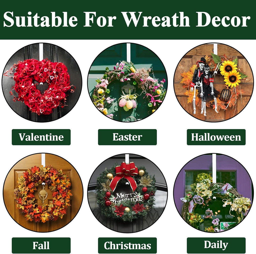 ZMCINER Wreath Hanger - Adjustable 15-25 Inch White Metal Hook for Christmas & Fall Decorations
