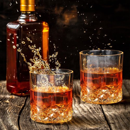 Yaomiao 24 Pcs Old Fashioned Whiskey Glasses Bulk 10 Oz Bourbon Glass Cocktail Rocks Glasses for Whiskey Bourbon Liquor and Cocktail Drinks Gift