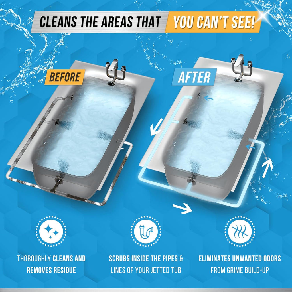 Skiennix Jetted Tub Cleaner Tablets - 12 Active Cleaning Tabs for Whirlpool & Spa Baths | Septic Safe