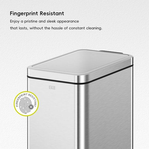 EKO Small Bathroom Trash Can - Soft Close Lid & Step Pedal | 6L Stainless Steel, Anti-Fingerprint Finish