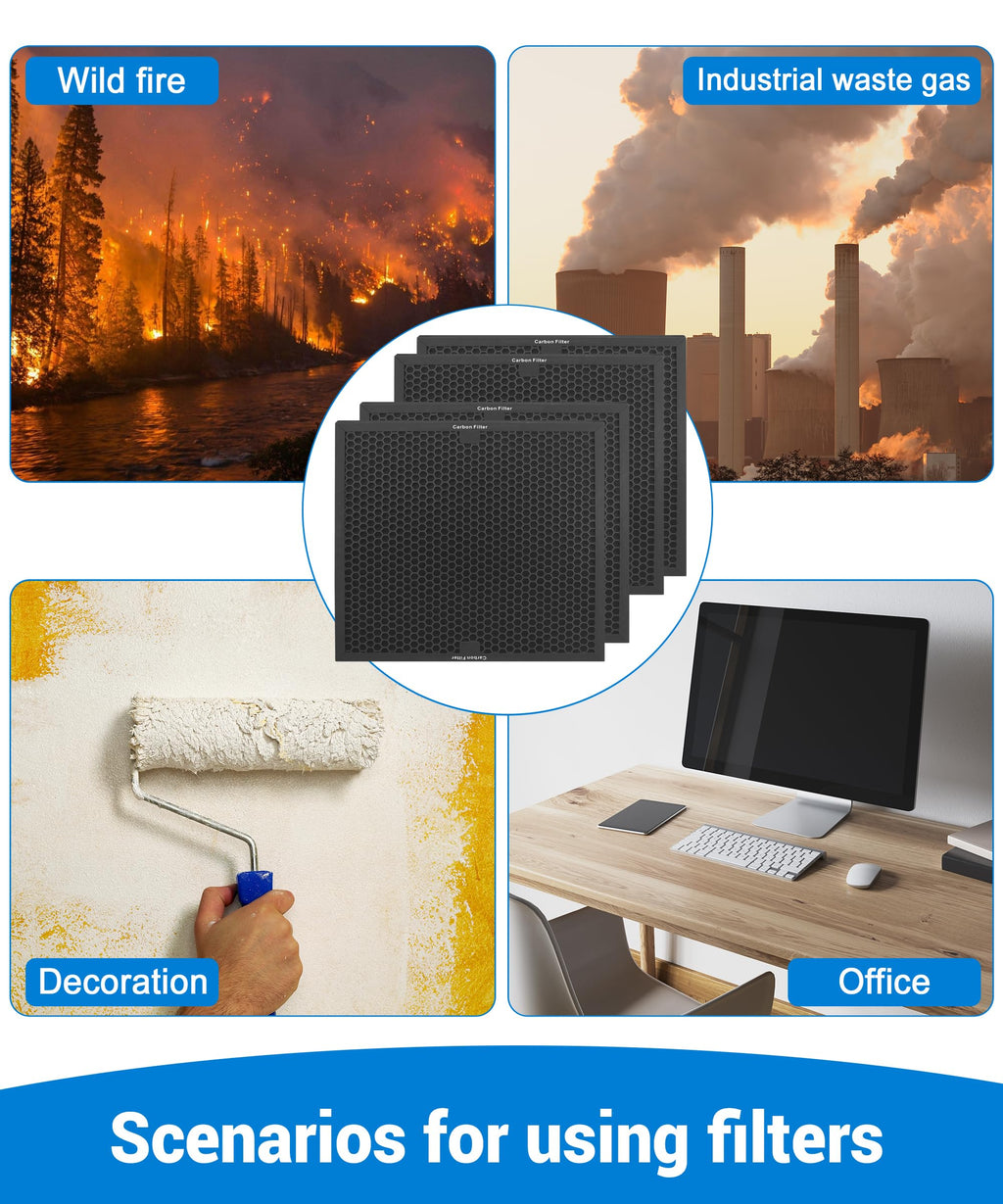 4 Pack-Facecool Air Scrubber Active Carbon Filter Compatible with Dri-Eaz, Mounto, BlueDri, and VEVOR Air Purifier, Part HEPA500 & BD-AS-550 & F301H, 16'' x 16'' x 1''
