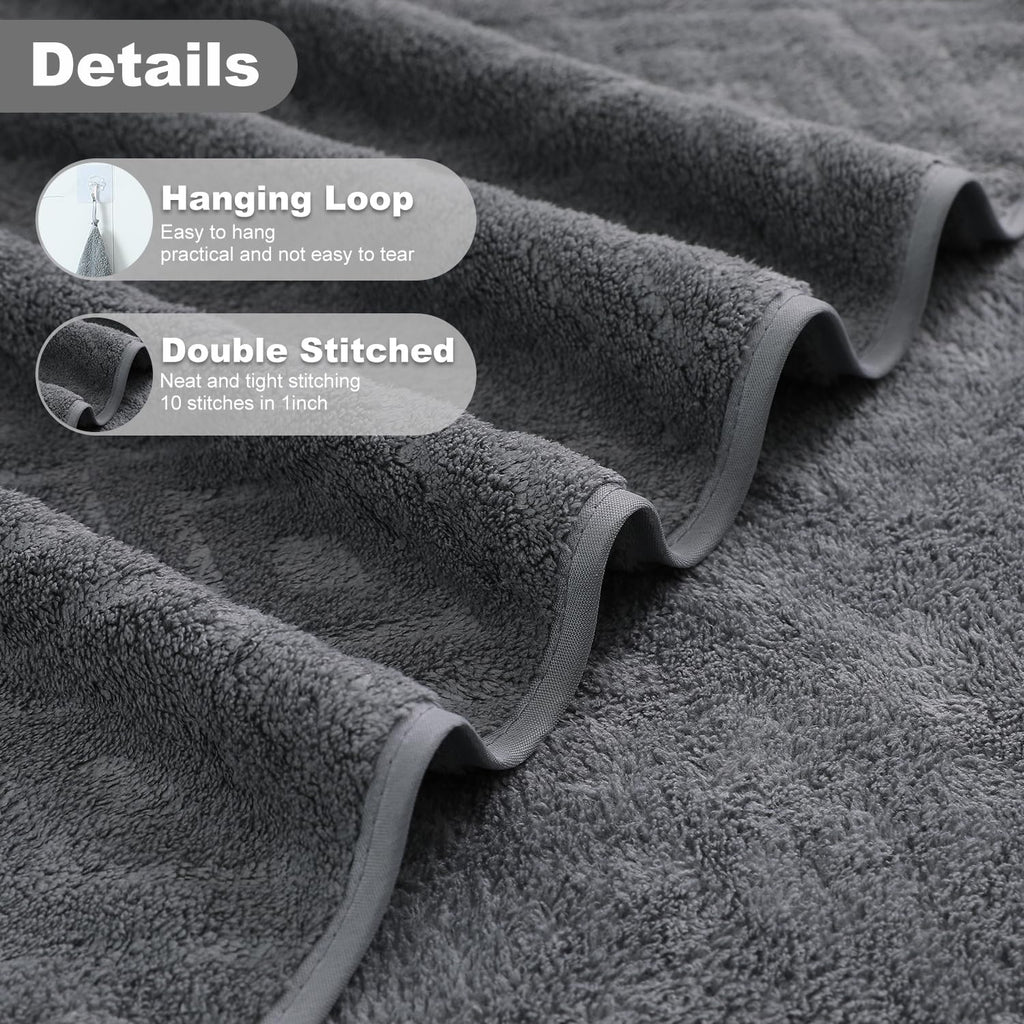 Smuge 18-Piece Bath Towel Set, Include 6 Bath Towel Sheets, 6 Hand Towels and 6 Washcloths - Highly Absorbent Quick Dry 100% Microfiber,Ultra Soft Bathroom Towel Set (Dark Gray)