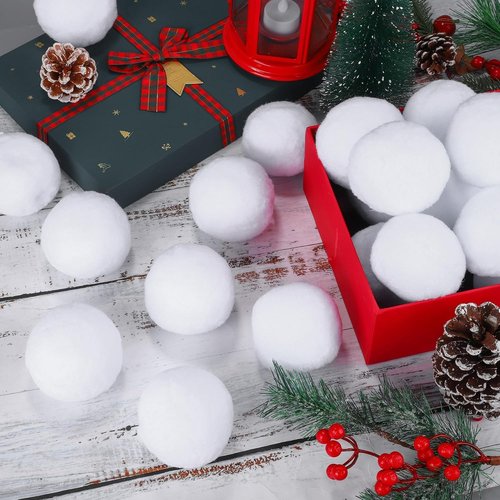 Elcoho 100-Piece 2-Inch Artificial Snow Balls Set - Realistic Plush Toss Balls for Kids | Winter Fun & Xmas Decor