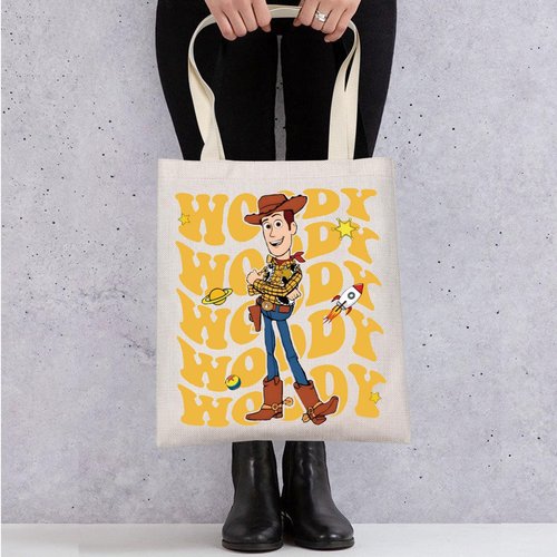 WZMPA Funny Woody Tote Bag Woody Fans Inspired Gift Woody And Buzz Cartoon Movie Reusable Grocery Bag Woody Merchandise (Woody Tote)