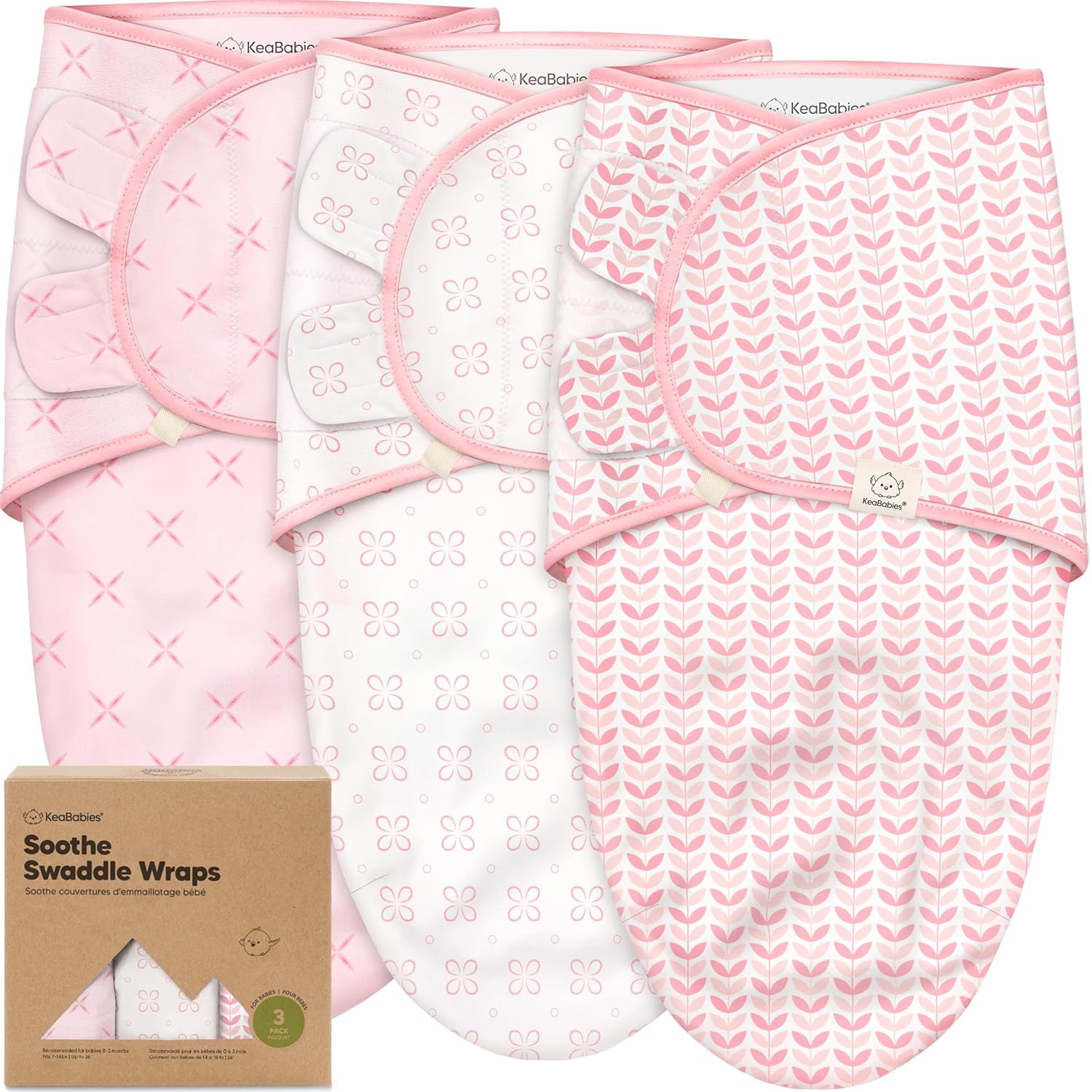 Organic Baby Swaddle Sleep Sacks by [Brand Name] - Soft & Snug for Newborns 0-3 Months | 3-Pack in Blossom
