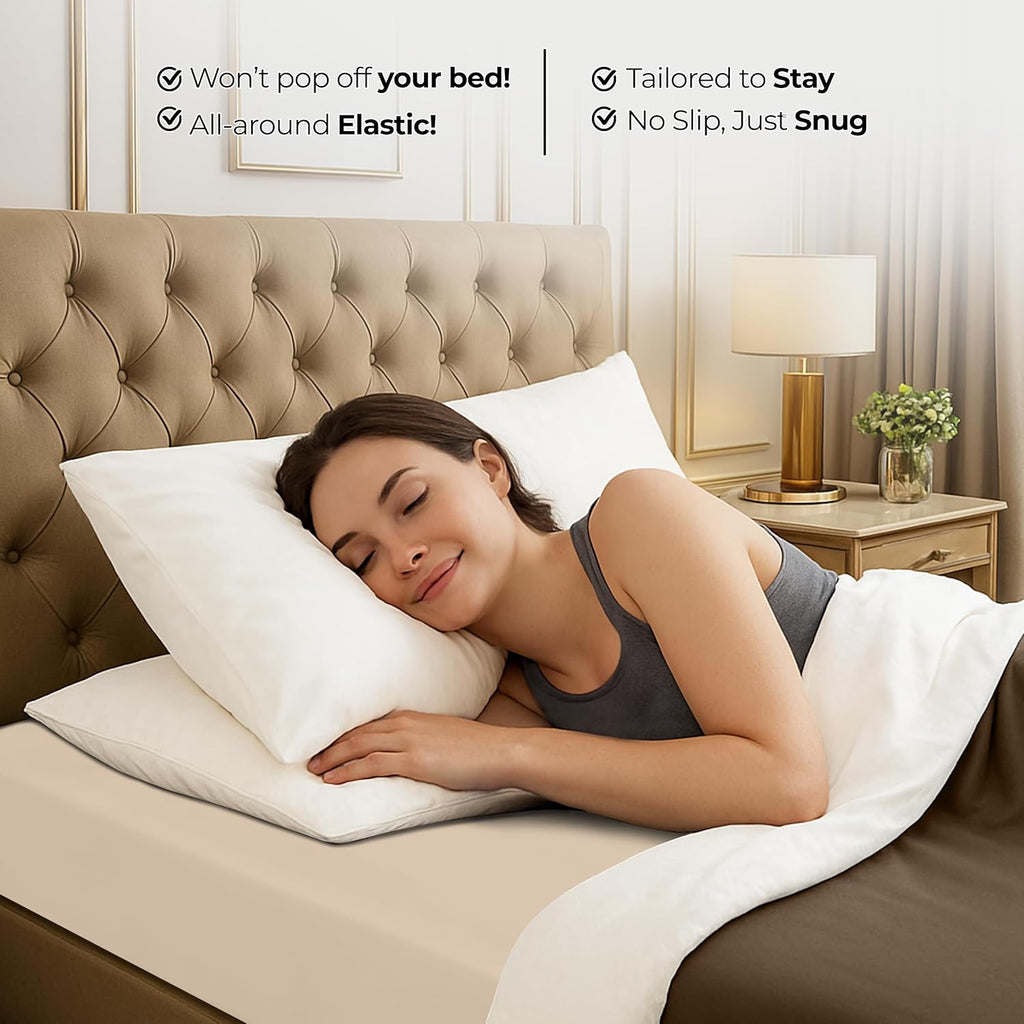 Utopia Bedding Full Fitted Sheet - Soft Microfiber - Deep Pocket - Fade Resistant - Beige