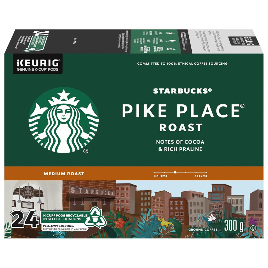 Starbucks® Pike Place Single-Serve Coffee K-Cup® - Rich Flavor, Carton of 24 Pods