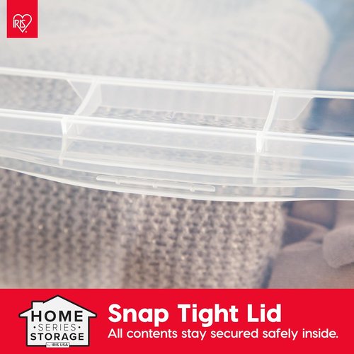 IRIS USA 6-Pack Clear Storage Bins with Lids - 28 Quart Stackable Containers for Organizing Shoes, Clothes & More - BPA-Free