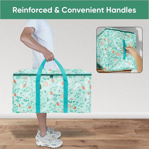 BALEINE Oversized Moving Bags - Heavy-Duty Storage Totes with Reinforced Handles | 4-Pack, Spring Stroll