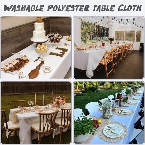 8 Pack White Table Cloth Rectangle Table Cloths for 8 Foot Rectangle Tables 60 X 126 Inch Washable Polyester Table Covers, Reusable & Wrinkle Resistant for Weddings, Parties, Events, and Everyday Use