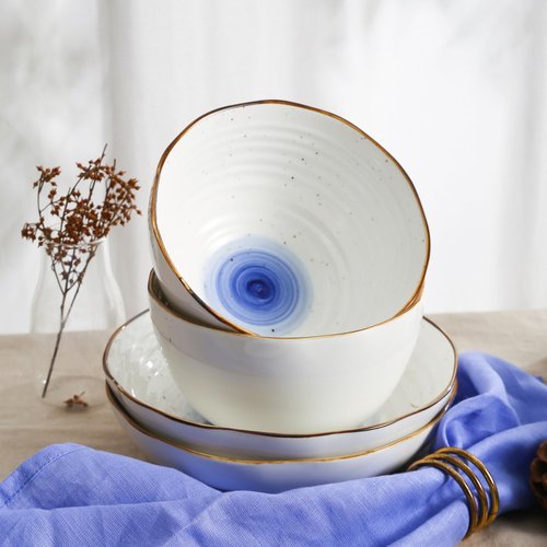 Christian Siriano Luma 16-Piece Dinnerware Set Porcelain, Blue