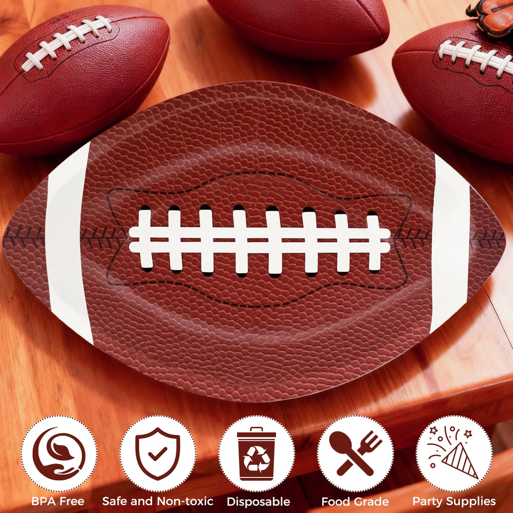 FIPOLLI 50 PCS Football Plates, 10 x 6.3 inch Football Shaped Disposable Paper Plates, Touchdown Party Plate for Tailgate Footballs Birthday Game day Party Decorations Table Decor