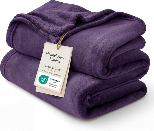 Bedsure Fleece Blanket - Soft, Lightweight Plush Twin XL Blanket in Purple | Cozy for Bed, Sofa, Travel (66" x 90")