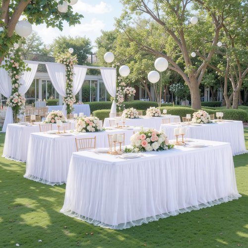 4 Pack 6ft White Table Cloths Rectangle Tulle Tablecloth Fitted White Tablecloths for 6 foot Rectangle Tables Stretch Spandex Table Covers for Parties Wedding Birthday Events Banquet Desk Tables Skirt