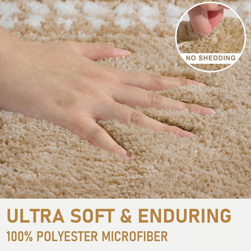 Skiennix Beige Bathroom Rugs - Non-Slip Washable Microfiber Mats | Plush & Absorbent 20x31 Inches