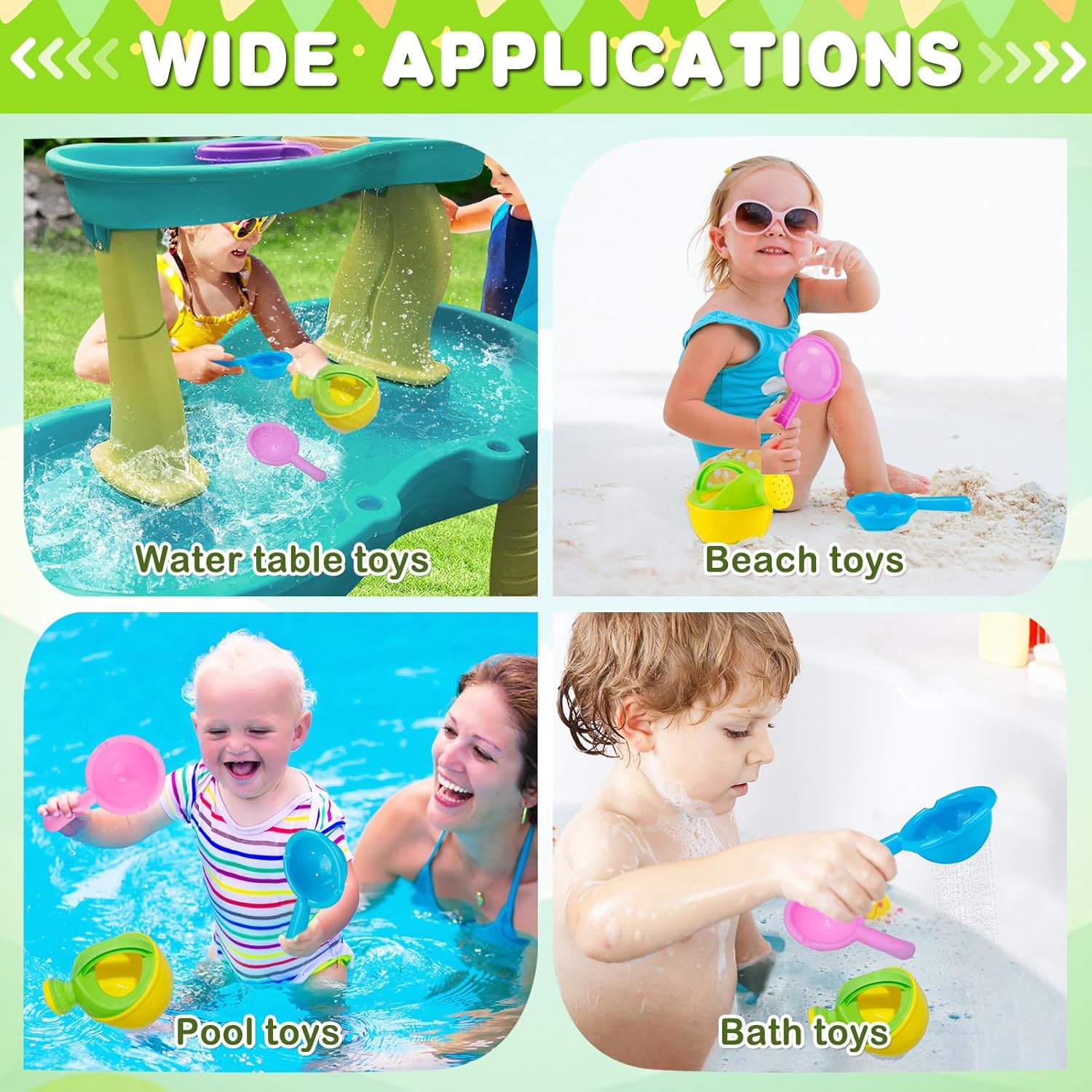 Skiennix Bath Toys for Toddlers 1-3 Years - Easy to Clean Mold-Free Water Toys | 3 Pack (Yellow)