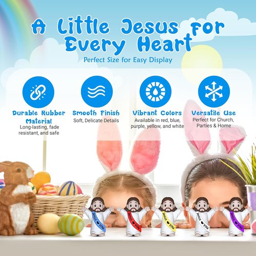 Little Jesus Figures by [Brand Name] - 200 Mini Jesus Figurines for Easter, Baptism, and Parties | Multicolor Decorations