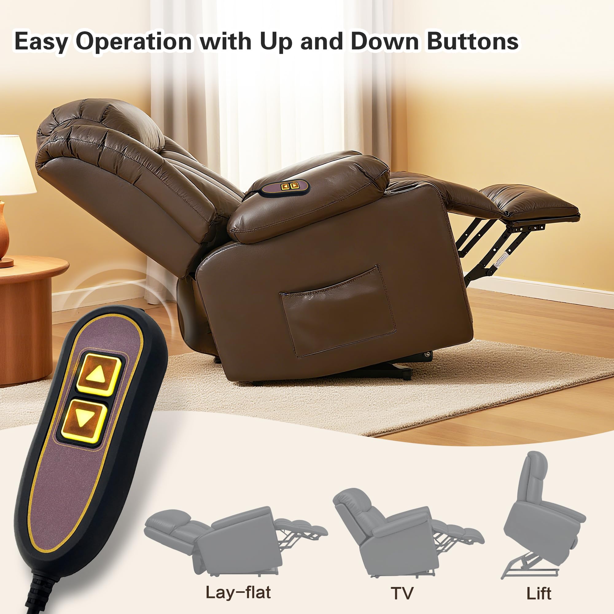 Kariwust 2 Button 5 Pin Remote ZK1200-HC Hand Control Replacement for Golden with USB and Backlight for Lift Chair Power Recliner