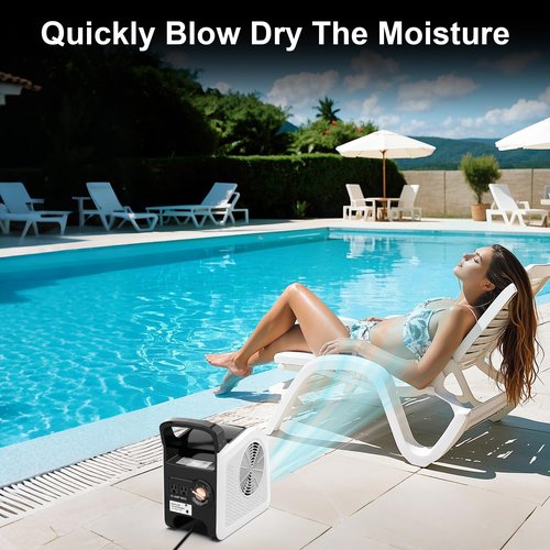 Huilynsen Air Mover Blower Fan - Floor Drying Fan for Cooling, Drying and Exhausting at Home, Job Site, Garage, Shop, 3 Speeds Portable Utility Fan, 2 AC Outlets and Circuit Breaker with Reset