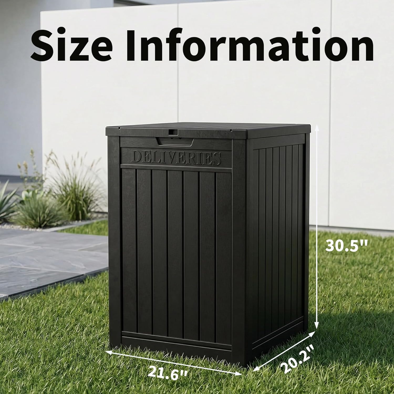 Skiennix Lockable Package Delivery Box - Waterproof Resin Outdoor Storage (57 Gallon, Black)