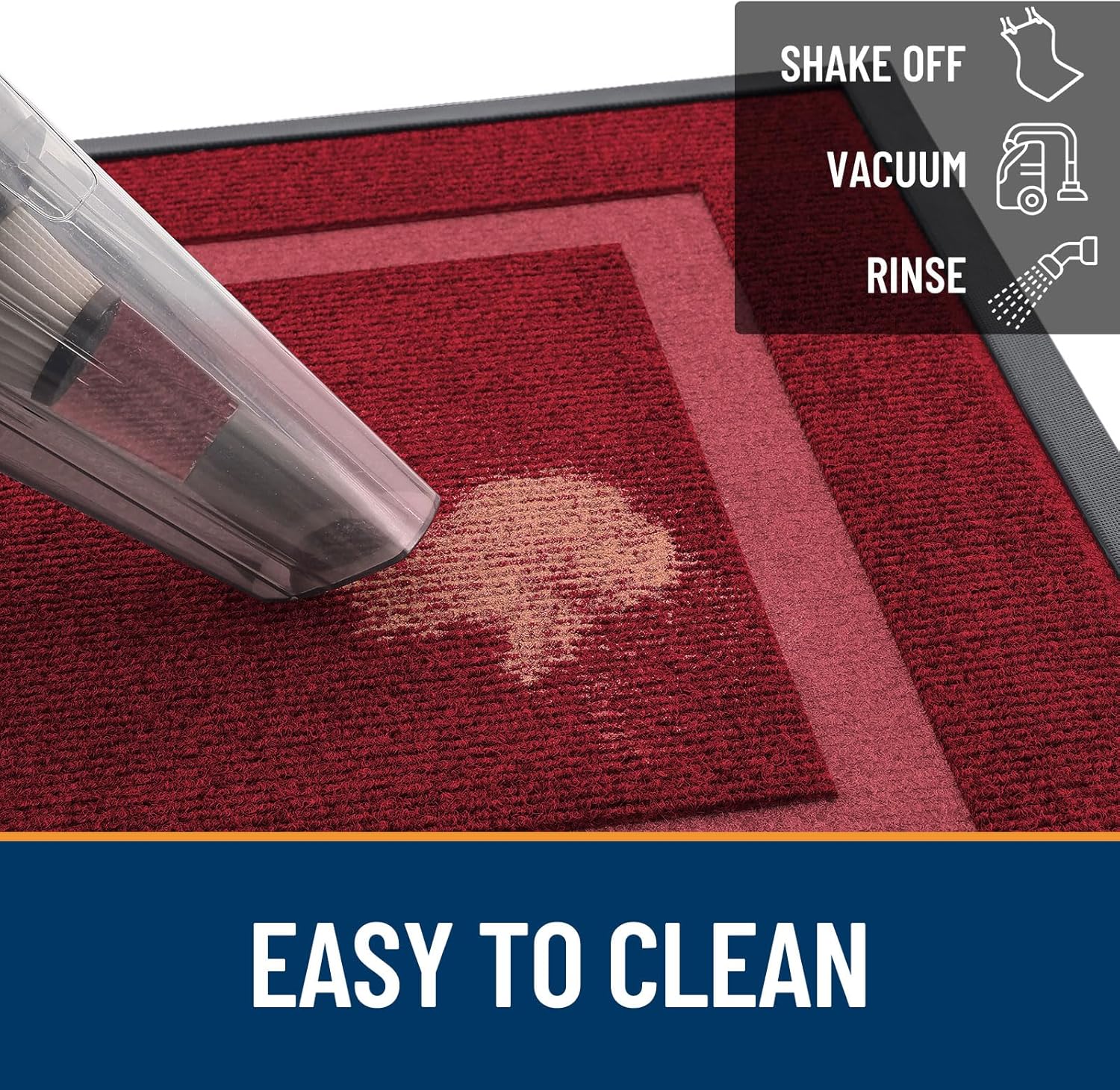 OLANLY Waterproof All-Season Front Door Mat - Sturdy Natural Rubber, Easy Clean, 47x32, Wine Red