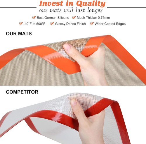 Best German Silicone Baking Mat - Non-Stick, Non-Slip Reusable Oven Liner | Set of 2 Half Sheet Mats