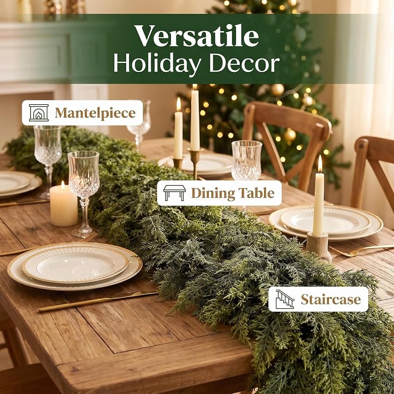 Artificial Cedar Christmas Garland Décor Gradient 9FT (1PC) - Quozzyllix