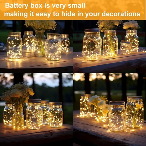 Fairy Lights 24 Pack - Battery Operated 3.3ft 20 LED Warm White Silver Wire for Weddings & DIY Decor