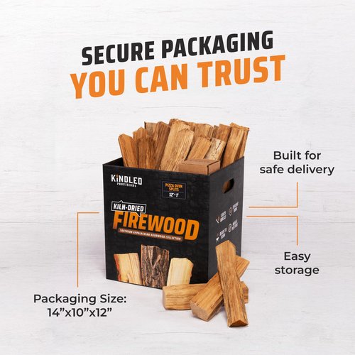 Kiln Dried Oak Wood by Kindled Provisions – Premium Firewood for Pizza Ovens, Indoor Pizza Oven, Pizza Stone, Solo Stove & Smoker Grill – Boxed Hardwood for Cooking, Grilling & Wood-Fired Flavor