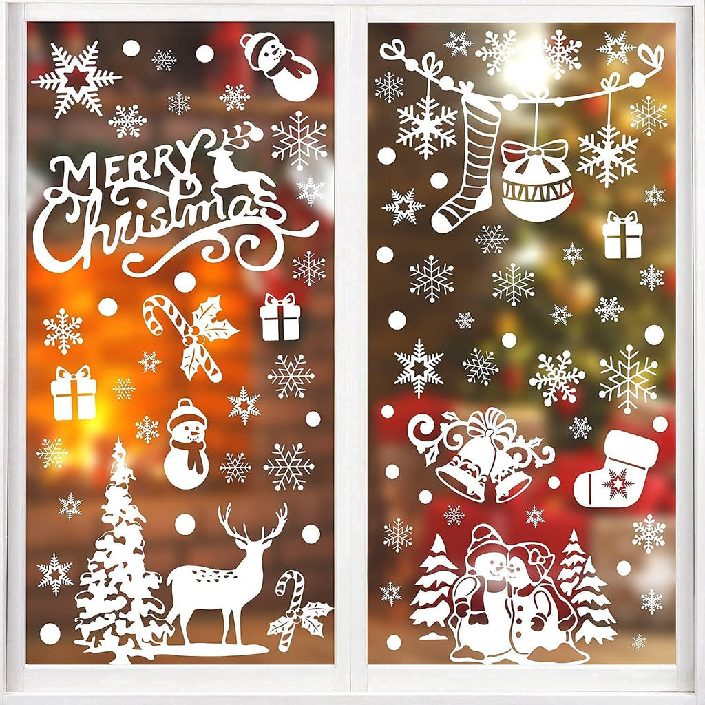 SULOLI Christmas Window Clings - 141 Static Snowflake Stickers for Festive Decoration | 8 Sheets