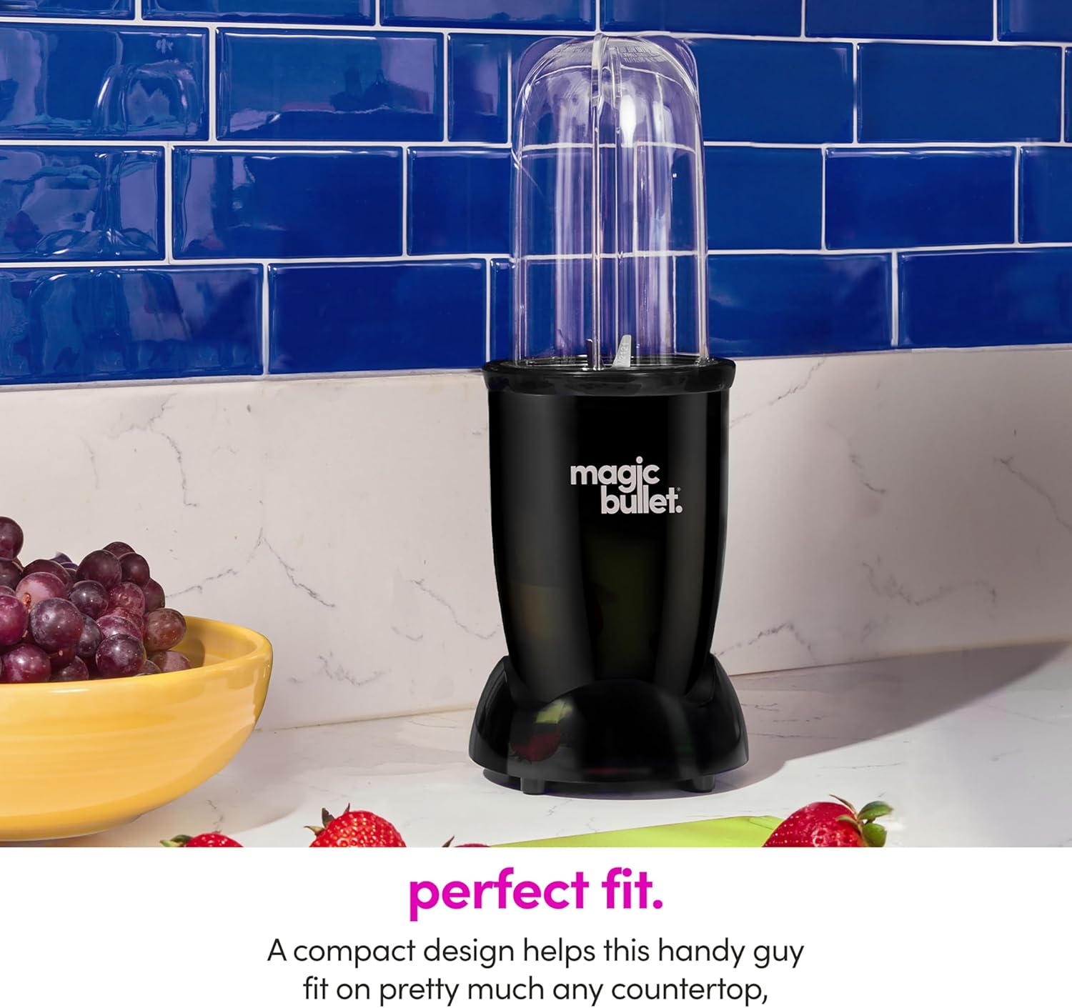 Magic Bullet Blender Set - 7-Piece 250W Blender & Food Processor with 2 Cups - Compact Design for Smoothies & Sauces - Silver