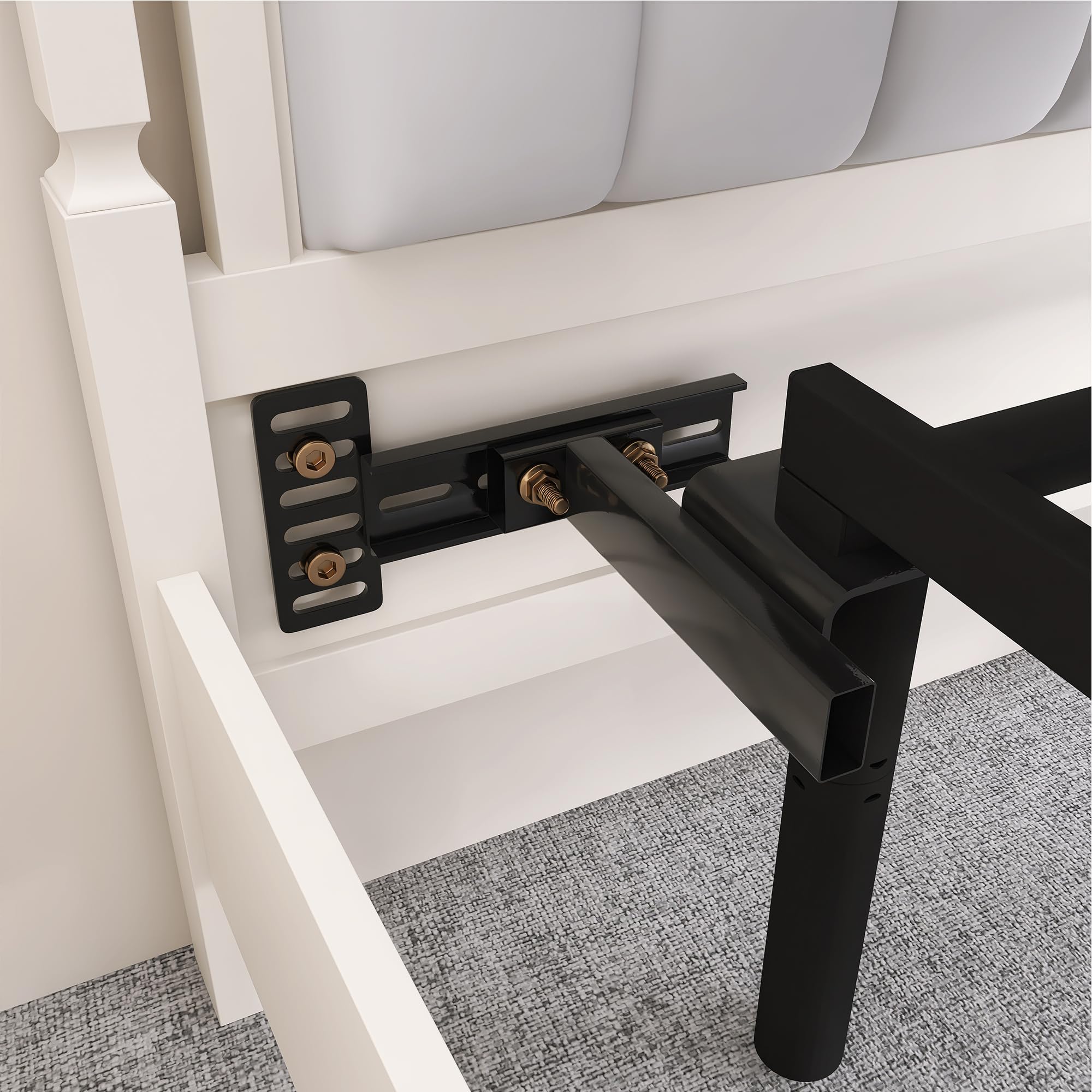 Ogonbrick Headboard Brackets Adjustable，Adjustable Headboard Bracket for Bed Frame Headboard Wall Mounting Brackets with Footboard Extension Kit Fit Matte Black