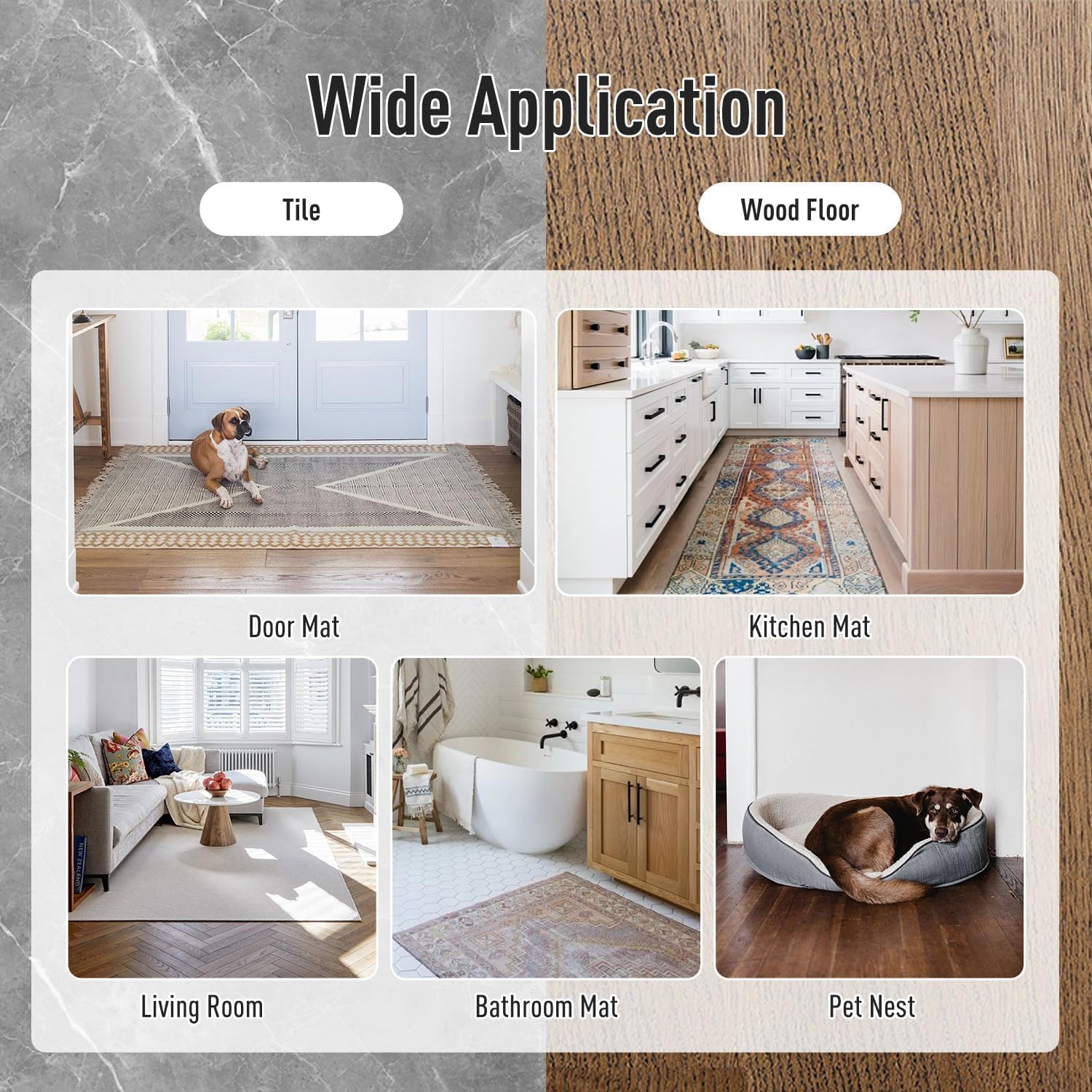 Rug-Gripper Anti-Slip Rug Pads - Extra Sticky Grippers for Tile & Hardwood Floors | 12x12cm, 4 Pieces