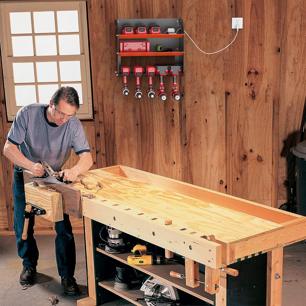Ultrawall Power Tool Organizer - Heavy Duty Wall Mount Drill Holder with Two-Level Storage Rack