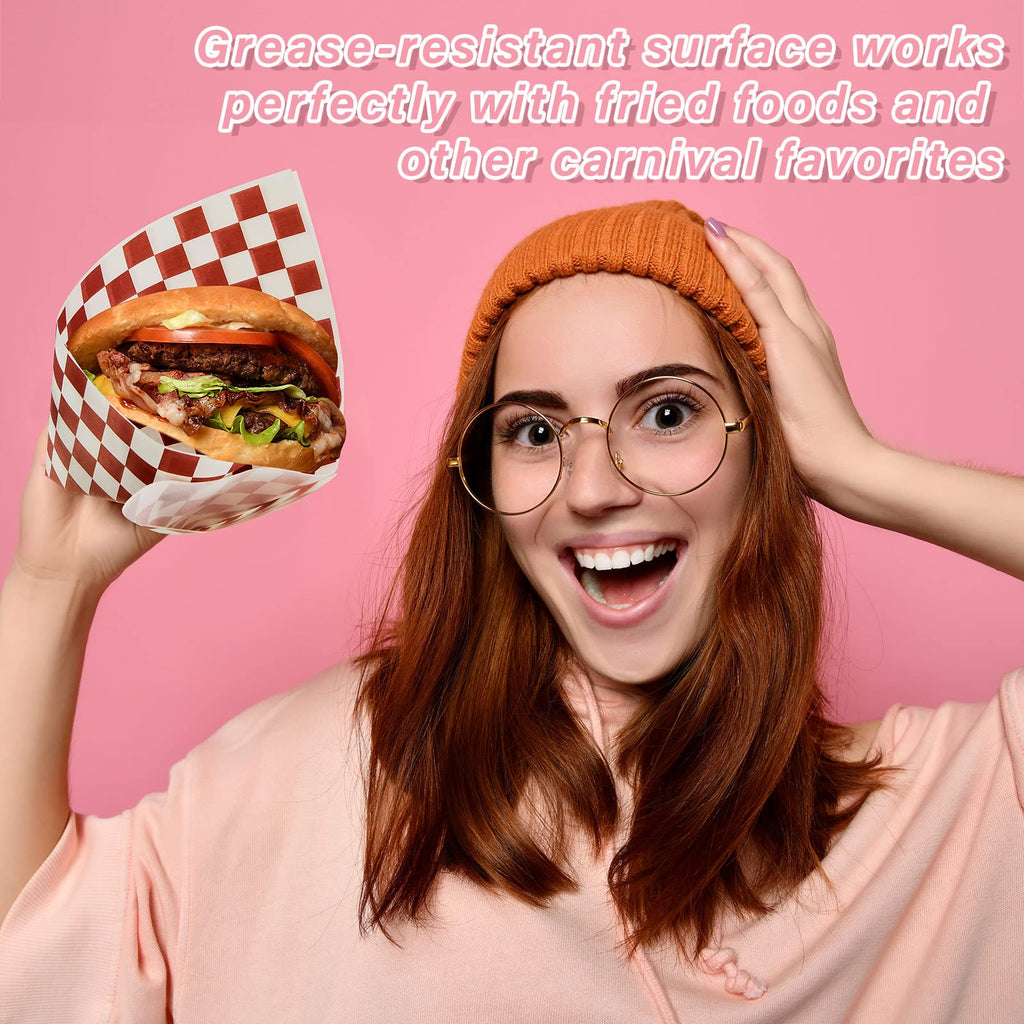 Fuutreo 2000 Sheets Squares Deli Paper Sheets Dry Checkered Deli Liner Safe Disposable Wax Paper Microwavable Food Basket Liners for Baking Wrapping Bread Sandwiches Hamburger, 12 x 12 Inch, 10 Colors