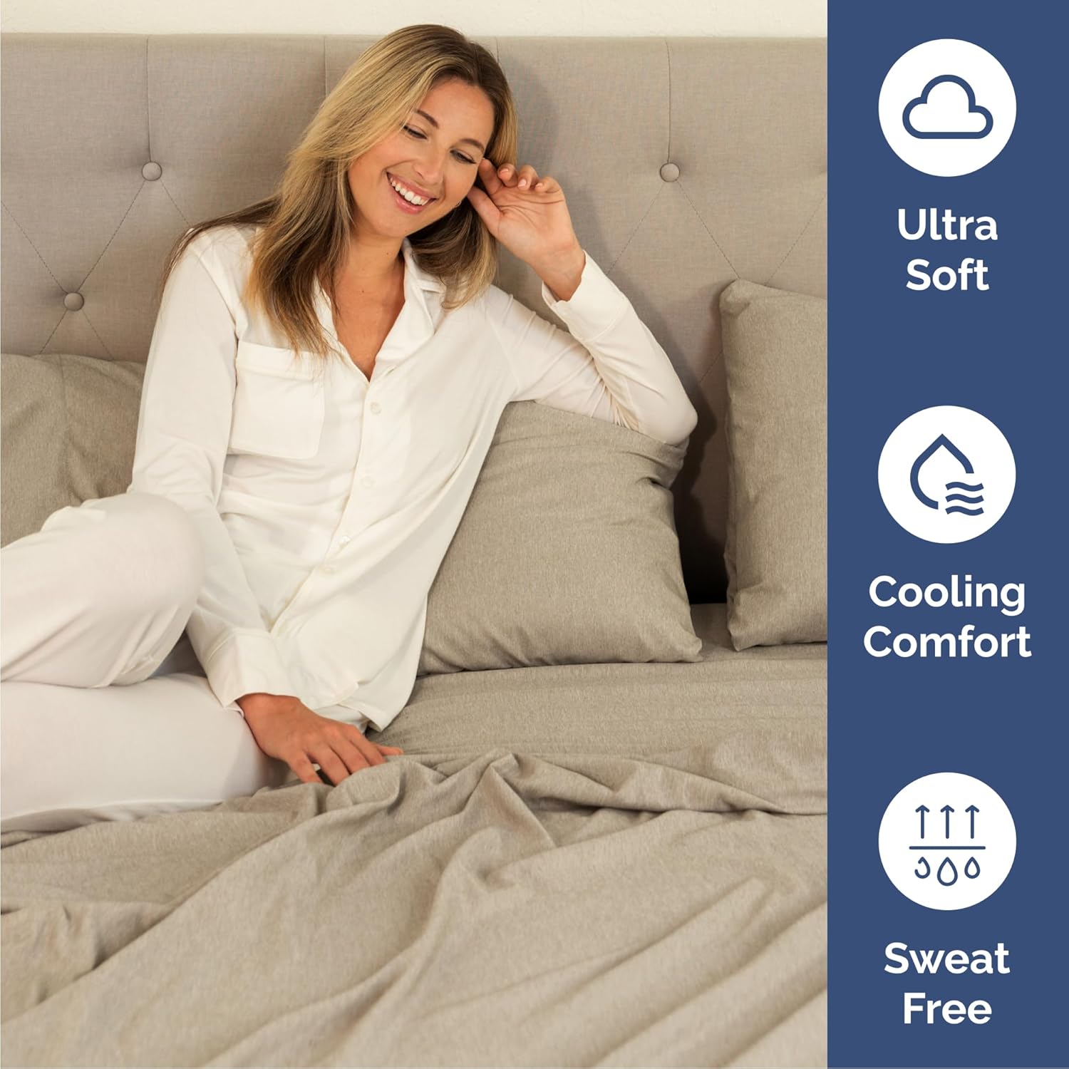 Skiennix Queen Size 4-Piece Sheet Set - Comfy Cooling Bed Sheets | Soft, Wrinkle-Free, Deep Pockets - Beige