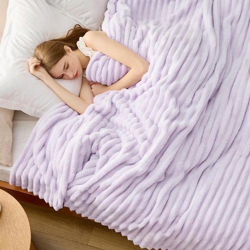 Bedsure GentleSoft Lavender Fog Full Blanket - Cozy Soft Throw for Women | Large 84x90 Inches