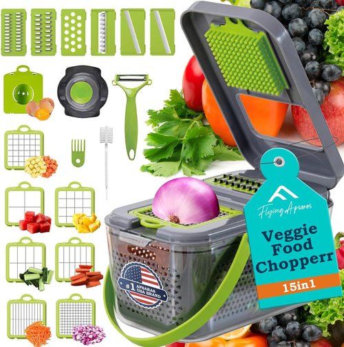 APSARAS USA Pro 18-in-1 Vegetable Chopper - Versatile Food Slicer & Cutter with 1.8L Container for Easy Meal Prep
