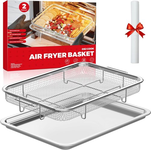 Air Fryer Basket - Stainless Steel Baking Tray for Oven Cooking & Broiling | 15.3” x 11”