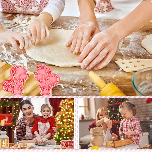 BESEK Valentine's Day Cookie Cutters: With Plunger Stamps Set, 8pcs 3D Embossing Cutters For Biscuit Fondant Cheese Baking Molds