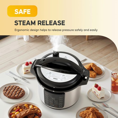 HealSmart Multi Rice Cooker 28 Cups Cooked, Non-Stick 16-in-1 Stainless Steel Electric Pressure Cooker for Yogurt Maker, Slow Cooker, Cake, Multigrain, 8QT