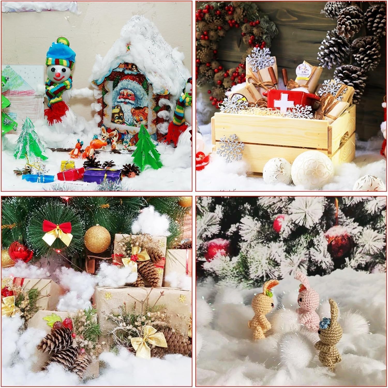 Skiennix Christmas Fake Snow Decor - 14oz Fluffy Fiber Cotton for Holiday Indoor Displays