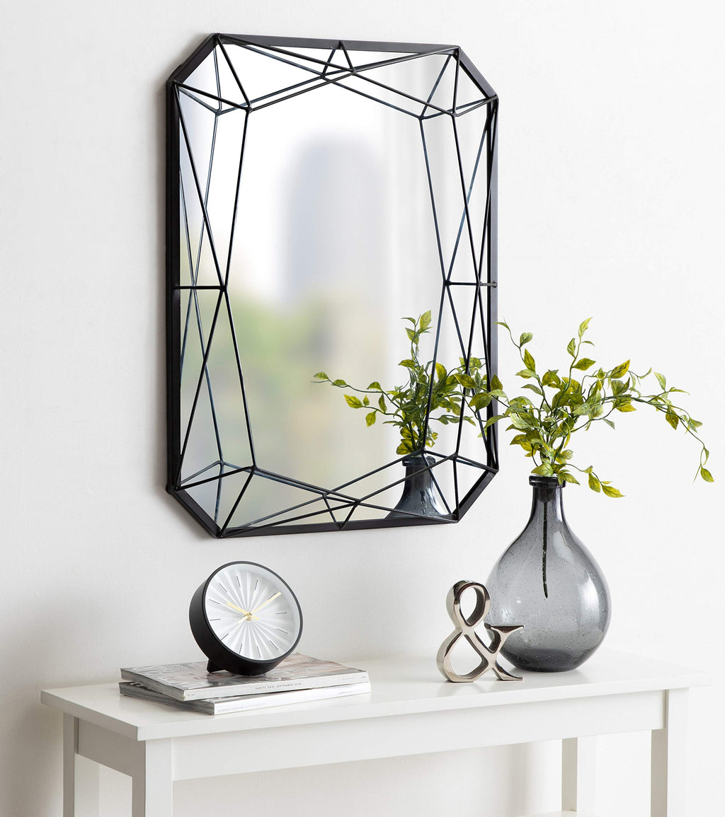 Kate and Laurel Keyleigh Modern Glam Geometric Shaped Metal Accent Wall Mirror, Black