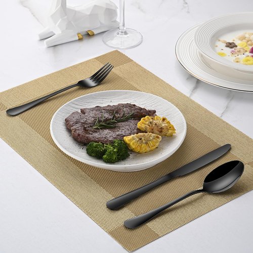 DEHOV 30 PCs Flatware Sets,Black Stainless Steel Silverware Sets Service For 6 Person,Durable Cutlery Sets For Home,Party,Restaurant,Tableware Cutlery Sets