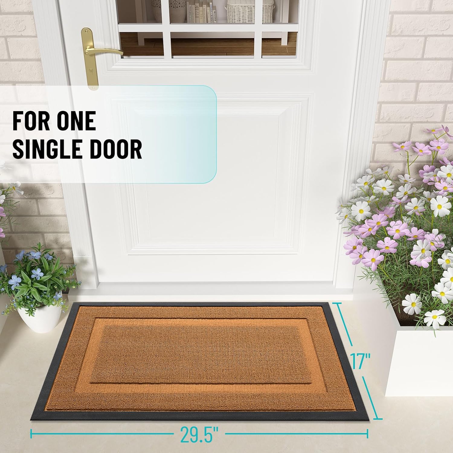 OLANLY Indoor Outdoor Front Door Mat - Waterproof All-Weather Doormat, Easy Clean, 33x21, Tangerine Orange