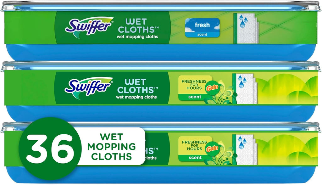Swiffer Sweep + Mop Wet Pads Refill - All-Purpose Floor Cleaner for Dirt & Dust | Fresh Gain Scent, 36ct