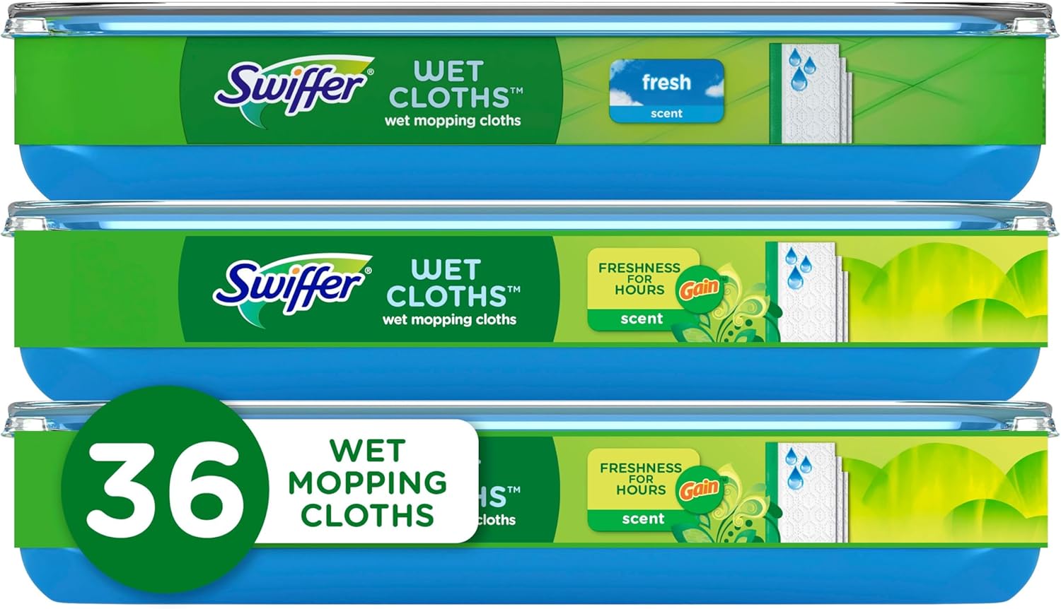 Swiffer Sweep + Mop Wet Pads Refill - All-Purpose Floor Cleaner for Dirt & Dust | Fresh Gain Scent, 36ct